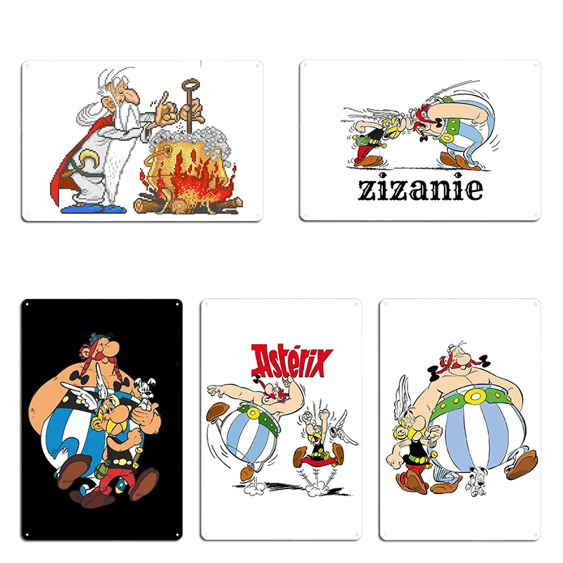 Asterix And Obelix cartoon design Panoramix Distressed Epparel Metal Mural Customize Wall Mural Kitchen Tin Sign Posters