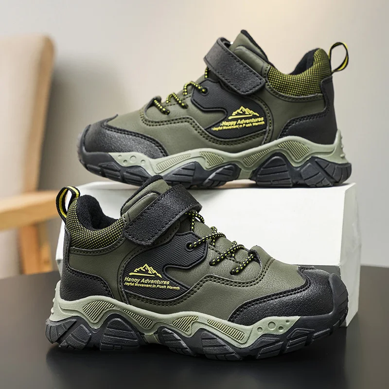 

Children Hiking Shoes Winter New Leather Warm Anti Slip Wear-resistant Outdoor Daily Wear Comfortable Sports Shoes for Kids
