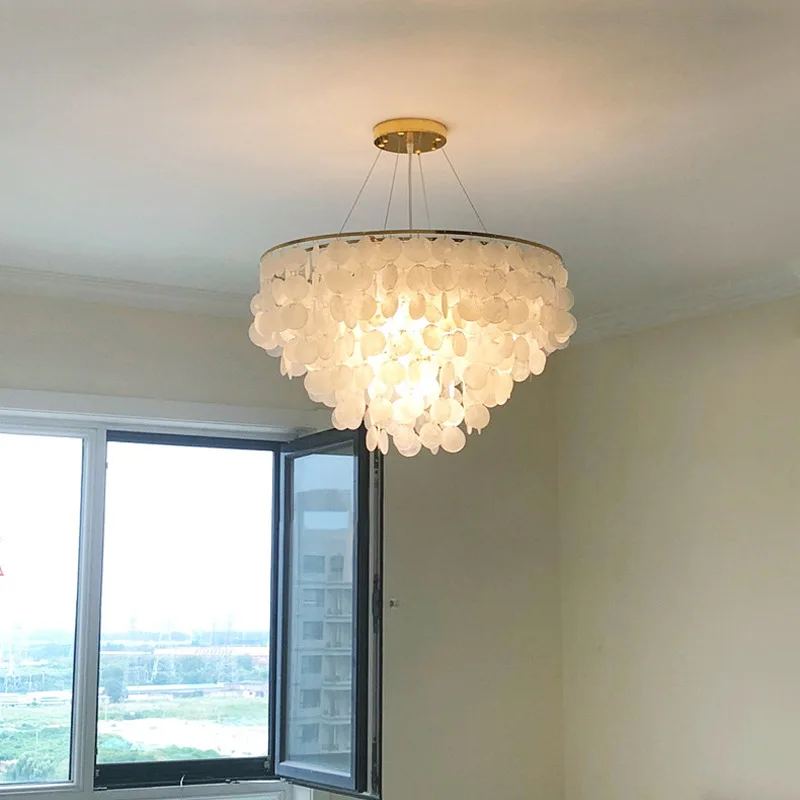 

Retro shell chandelier simple modern living room dining room creative light luxury personality