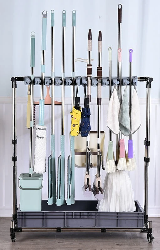 

Stainless steel, removable, mop hanger, hook, floor type, broom, mop, shelf, storage cleaning tool