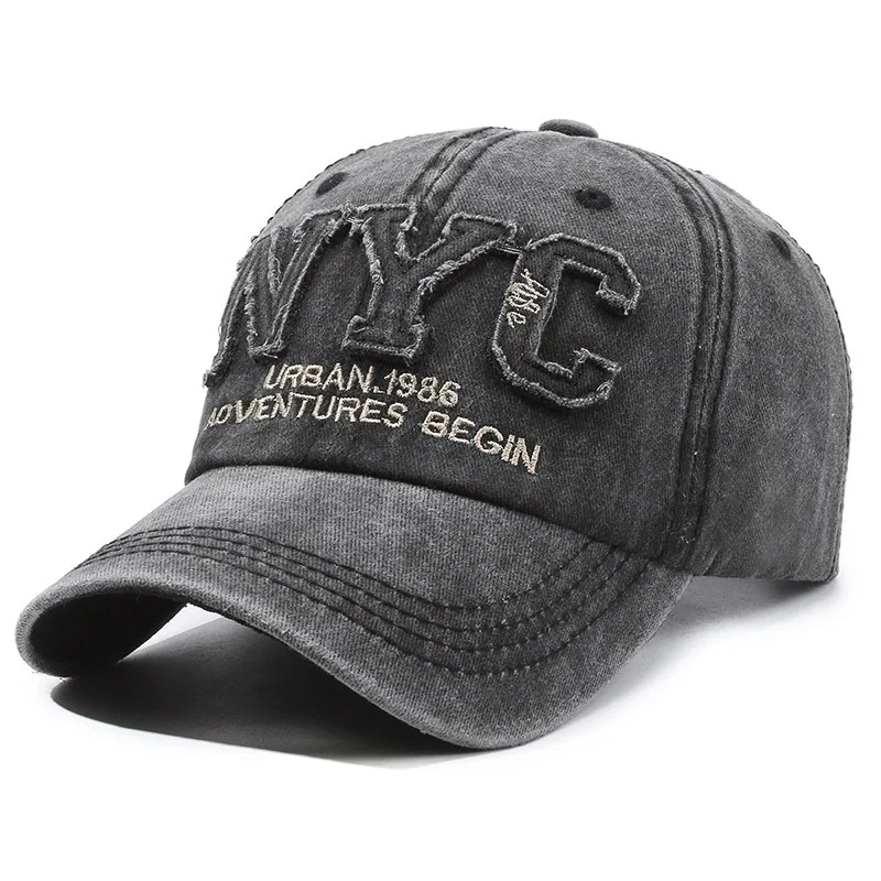 Neu eingetroffen: Vintage Baseballkappe mit großem NYC-Logo, Baumwolle, gewaschen, Frühling/Herbst, weicher Schirm, Snapback, modische Hüte für Damen und Herren – Detail 6