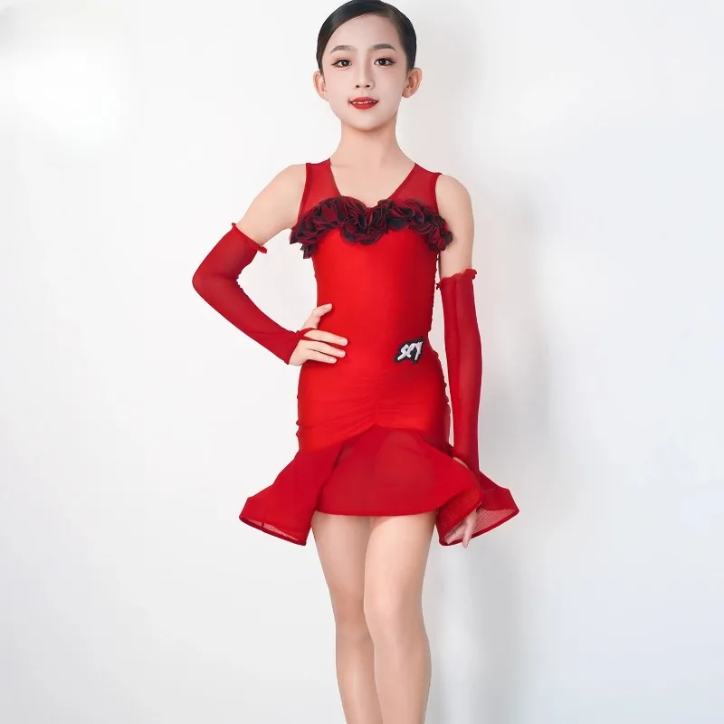 Vêtements d'entraînement de danse latine d'été pour enfants filles, ensembles de jupes de danse professionnelles, cha-cha Samba, nouvelle collection