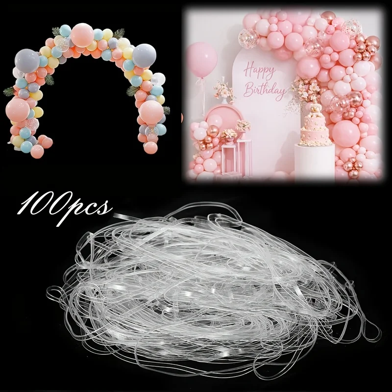 50Pcs Balloon Arch Rubber Bands, Tough Non-Sticky Balloon Garland Fittings for Arch Wall, Holiday Party Decor