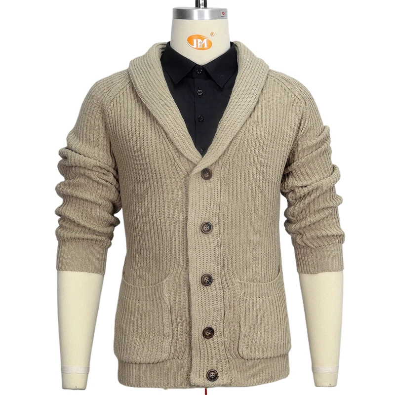 Hochwertige Herren-Rippstrickjacke im Retro-Stil, lässig, locker geschnitten, mit Knöpfen, Herbst-Winter-Oberbekleidung, Vintage-Streetwear-Oberteil – Detail 2
