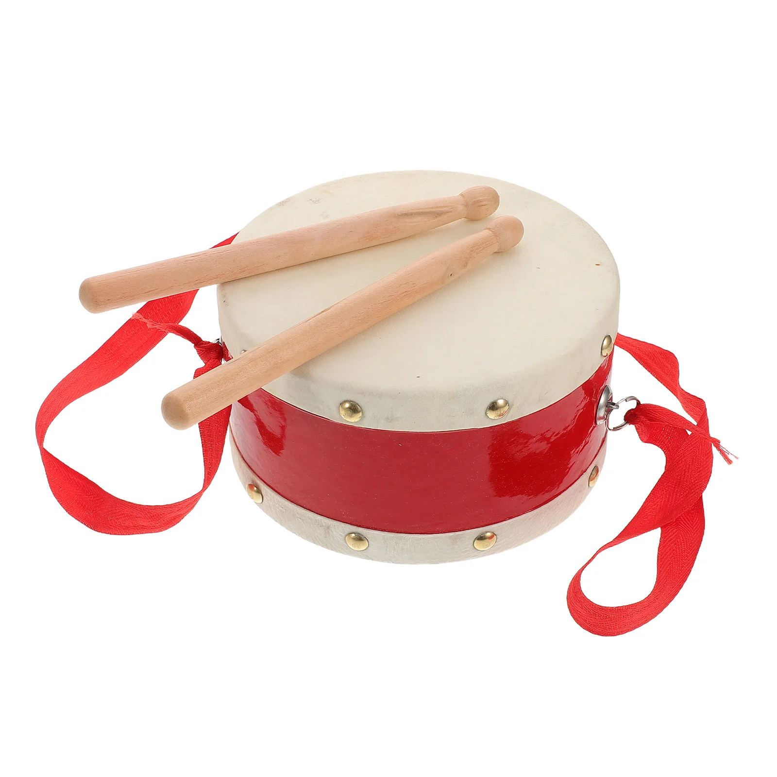

Kids Red Sheepskin Double Sided Drum Snare Drum Mallet Strap Educational Rhythm Musical Instrument for Beginners Marching