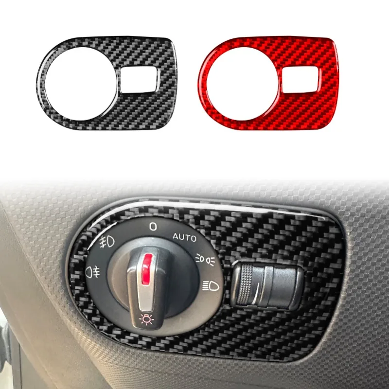 Real Soft Carbon Fiber Sticker For Seat Leon 2005 2006 2007 2008 2009 2010 2011 2012 LHD RHD Car Headlight Switch Frame Trim