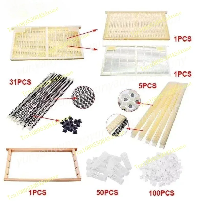 Complete Apiary Queen Producer, Punch Cell Bottom Comb for Beekeeping, Royal Jelly Frame Set
