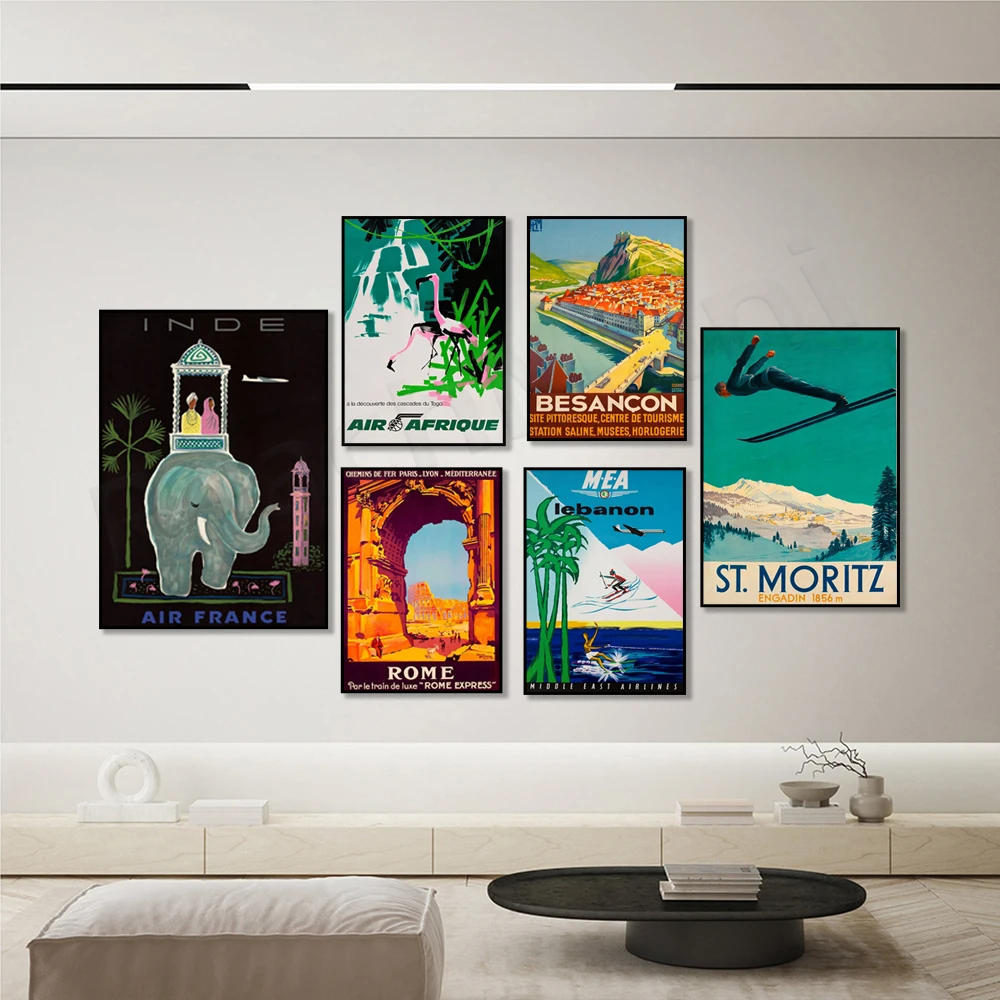 خمر لبنان، جبال الألب، روما، سويسرا، الهواء فرنسا أفريقيا، الهند، المملكة المتحدة، Gstaad سويسرا، ملصق السفر سانت موريتز #2