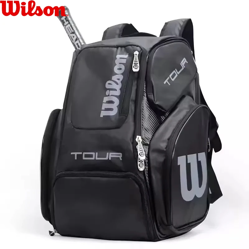Wilson Tennis Bag High-Capacity Holds 2 Tennis Rackets Tennis Backpack Daily Portable Court Racket Bag Men Women Sports Backpack