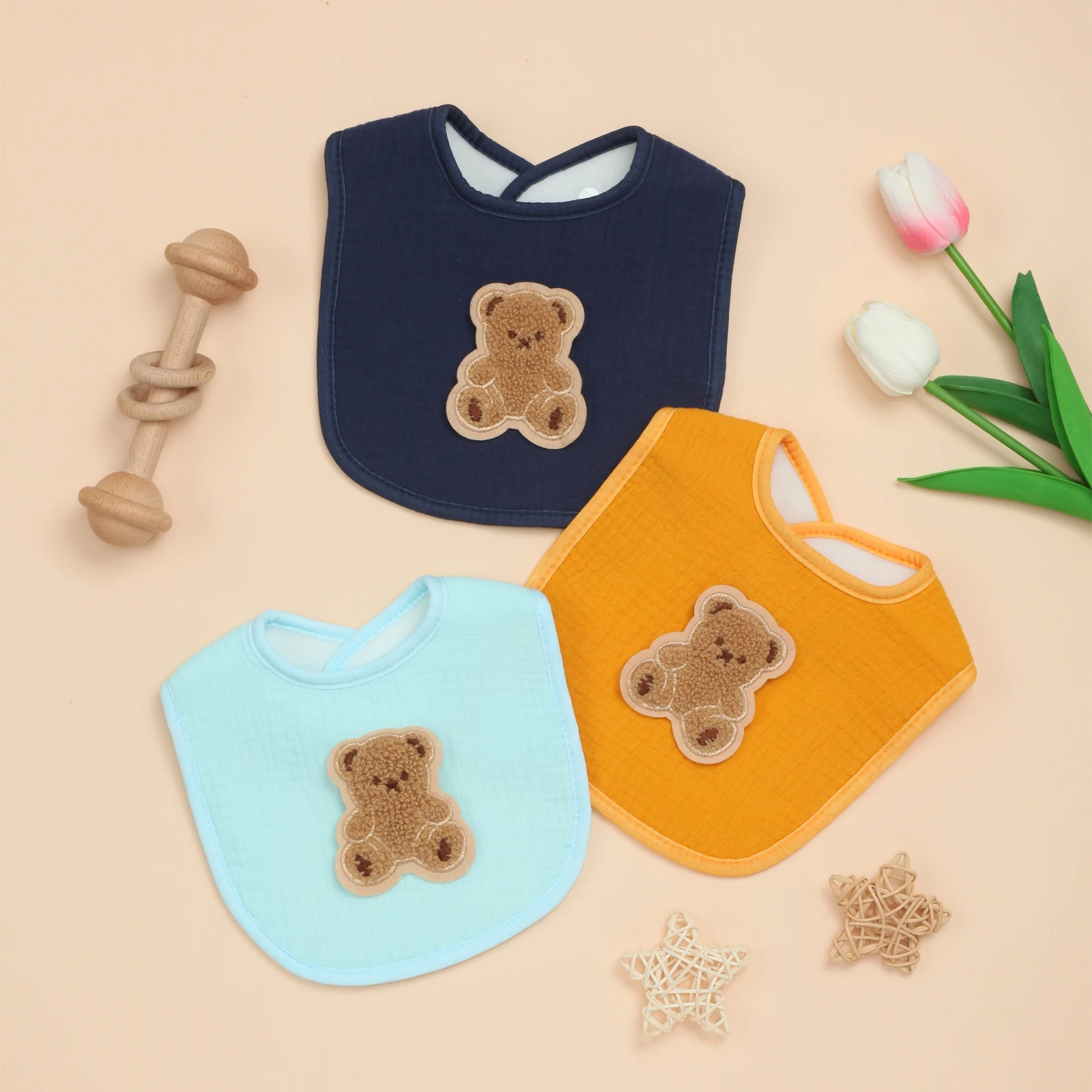 

Детские нагрудники из 3 упаковок, супермягкие хлопковые нагрудники для мальчиков и девочек, впитывающий толстый детский нагрудник для слюнотечения, прорезывания зубов, кормления