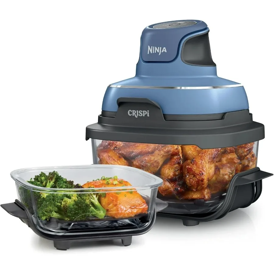 Fn100nd frigideira de ar crispi, micro-ondas, freezer, máquina de lavar louça, vidro não tóxico, sistema de cozinha portátil, 4 qt, 5 copos, recipientes de vidro