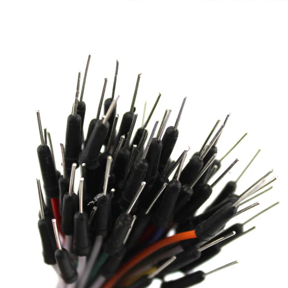 65 Buah Kabel Penghubung Elektronik DIY Breadboard Test Line Kepala Bulat Kit Kabel Jumper Fleksibel 10Cm 15Cm 20Cm untuk Pembuatan Sirkuit