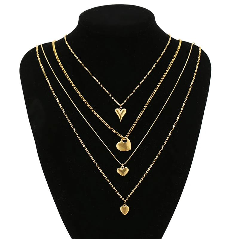 5 Stück Edelstahl-Anhänger in Goldfarbe, klassische Herz-Charms, DIY-Schmuckzubehör für Damen-Halsketten und -Armbänder – Detail 7