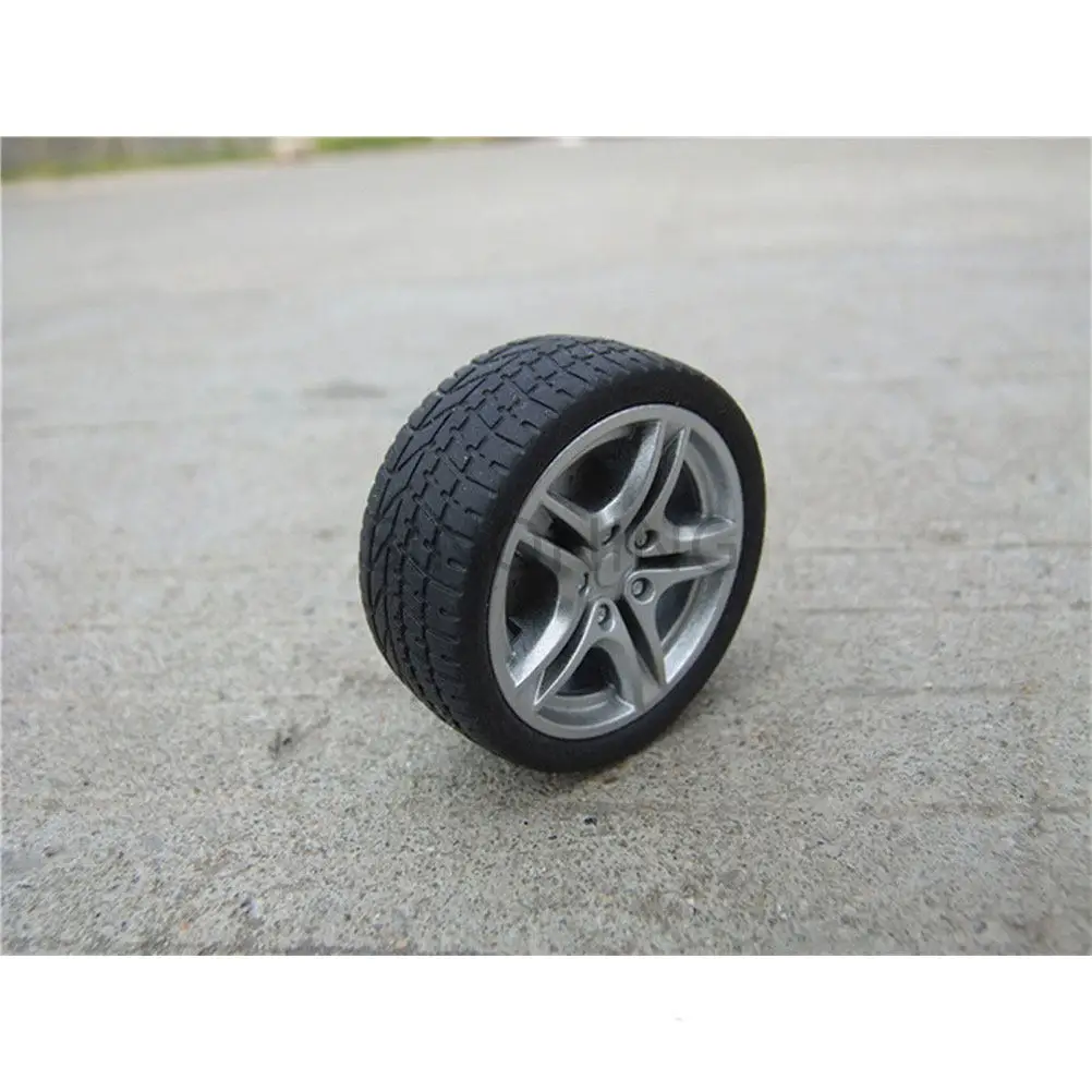10Pcs Premium Rubber Small Wheels 29Mm Diameter Wheel Hub Car Accessories DIY Handmade Crafts 1:10 Black Rubber Wheels