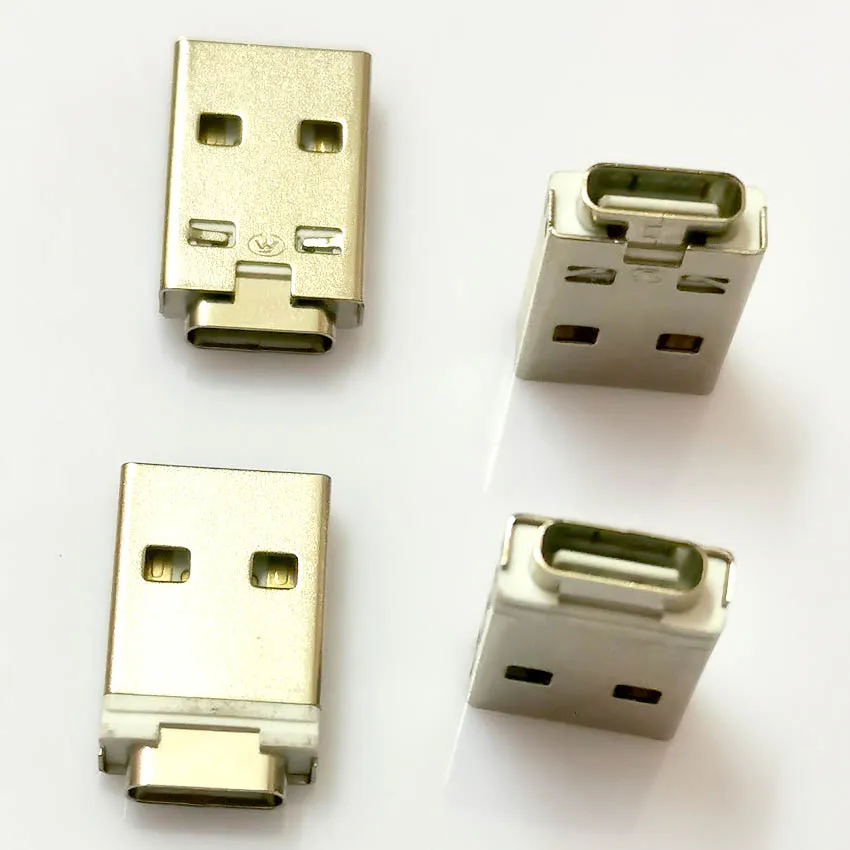 1-10PCS Type-C 3.1 Female to Double-sided USB Am Male Connector 2.0 Charging Version Adapter with PCB Board Inside