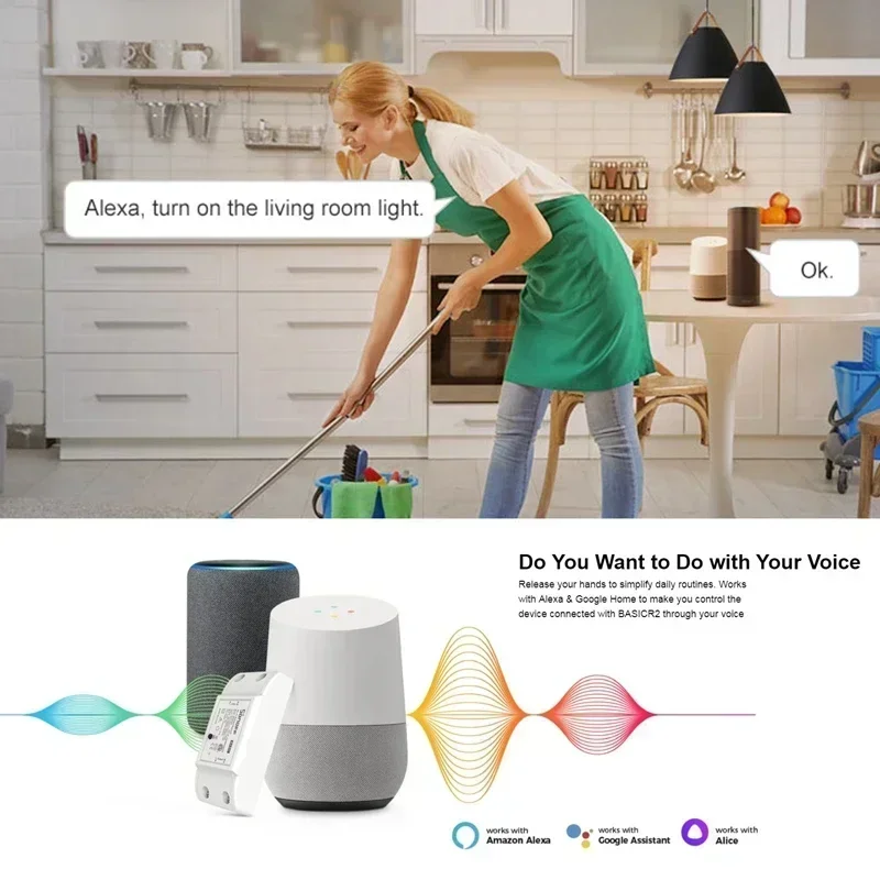 SONOFF 1-10 Uds interruptor inteligente RFR2 con receptor RF de 433MHz compatible con Control RF para hogar inteligente funciona con Alexa y Google Home