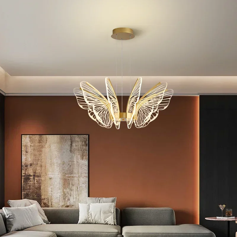 Morden – plafonnier LED suspendu papillon au design luxueux, luminaire décoratif d'intérieur, idéal pour une chambre à coucher, un salon ou une salle à manger