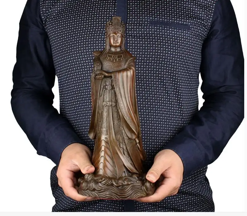 GOOD MAZU statue # family HOME efficacious -Sea God Guanyin bronze statue-bless Safety Health-S SIZE