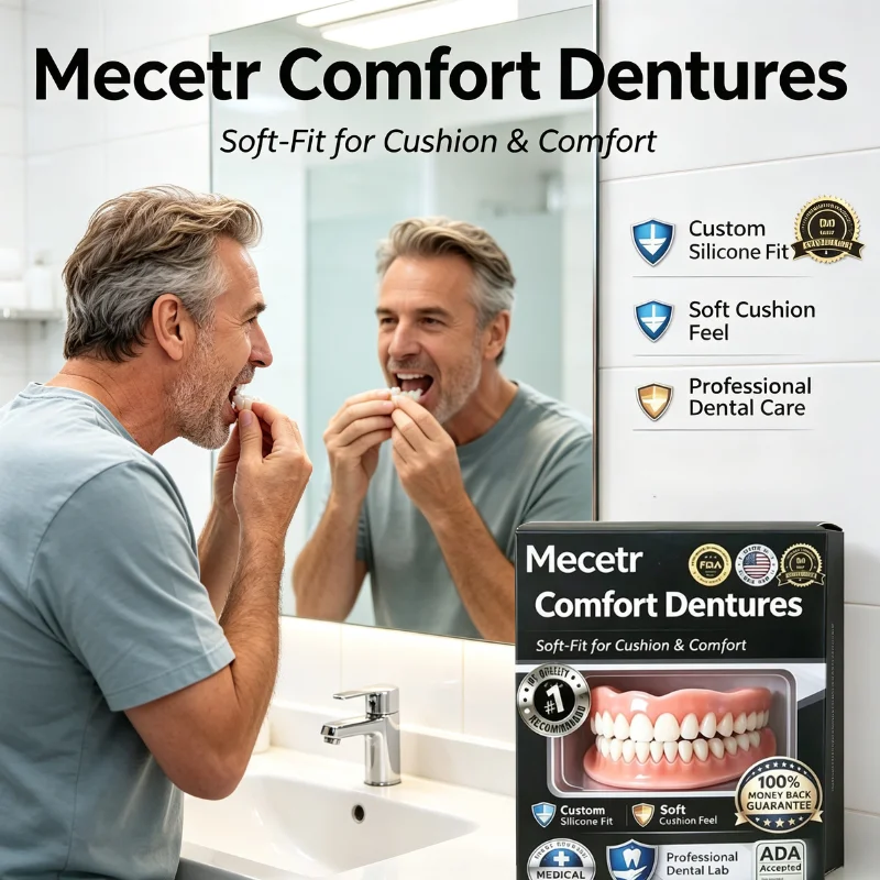 Comfort Dentures False Teeth Kit For Adults Upper And Lower Teeth Correction Set Soft Silicone Dental Veneers for Oral Beauty