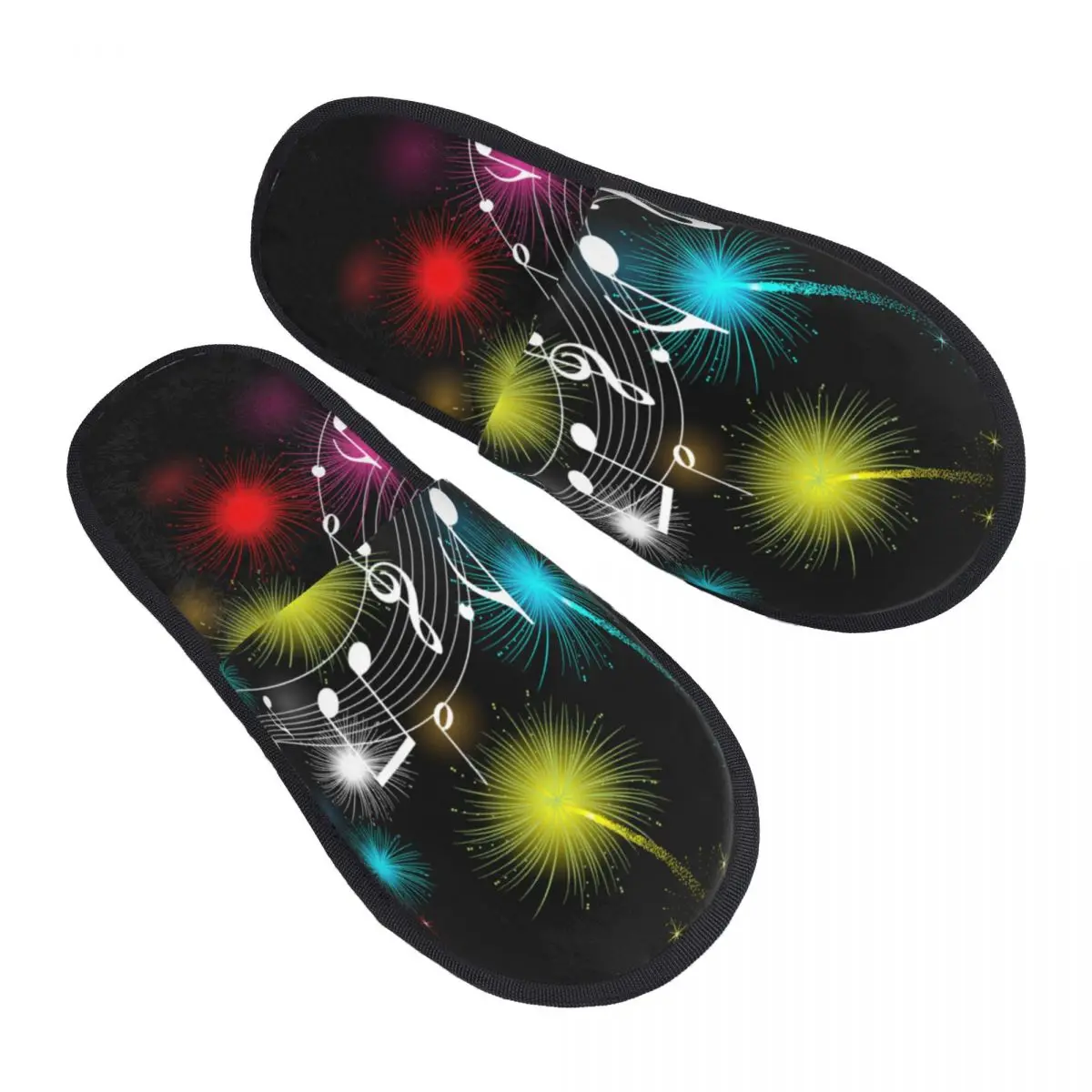 Music Notes Slipper For Women Men Fluffy Winter Warm Slippers Indoor Slippers