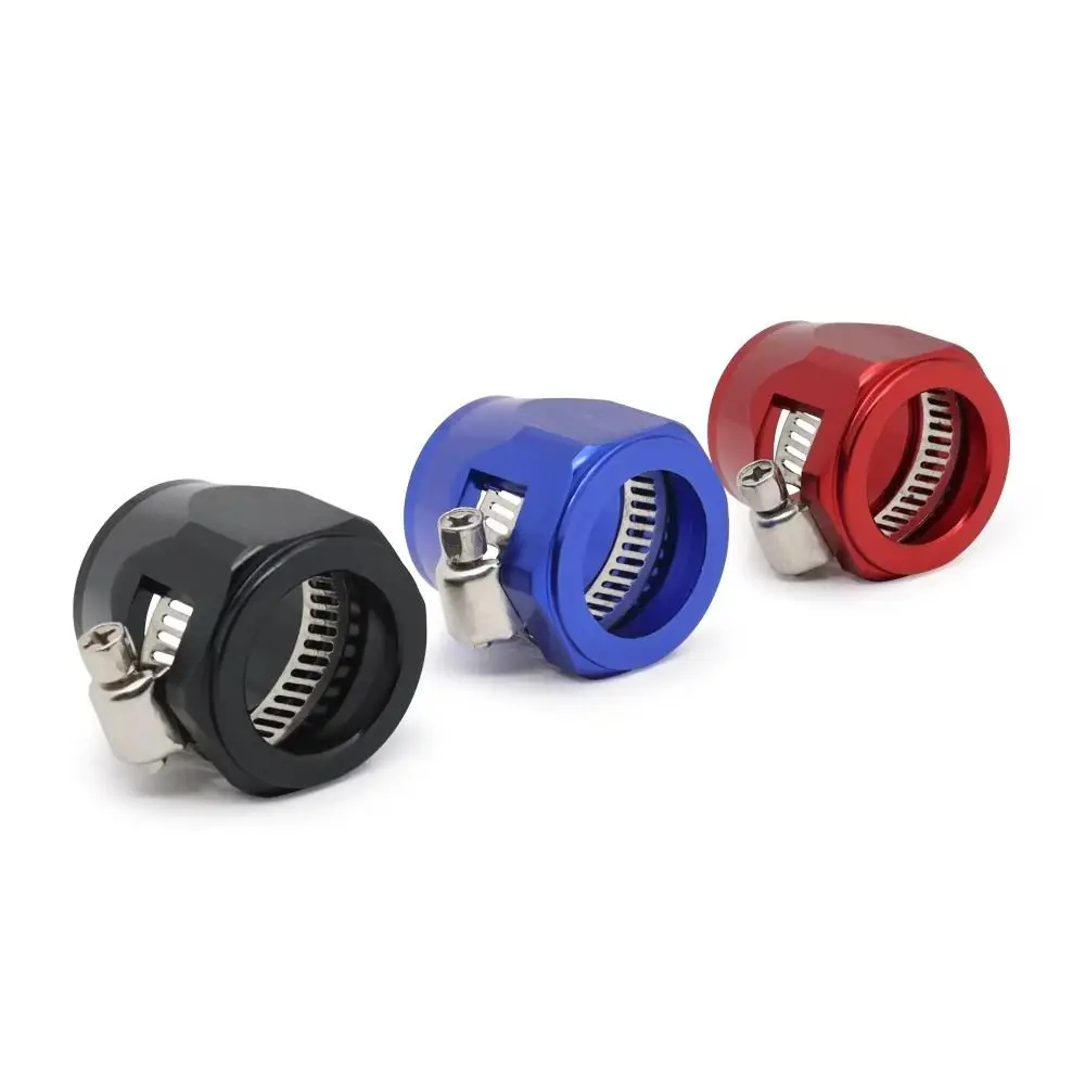 Durable Aluminum Alloy Hose End Fitting AN4 AN6 AN8 AN10 AN12 Red Blue Black Fuel Line Adapter Hose Finisher Clamp