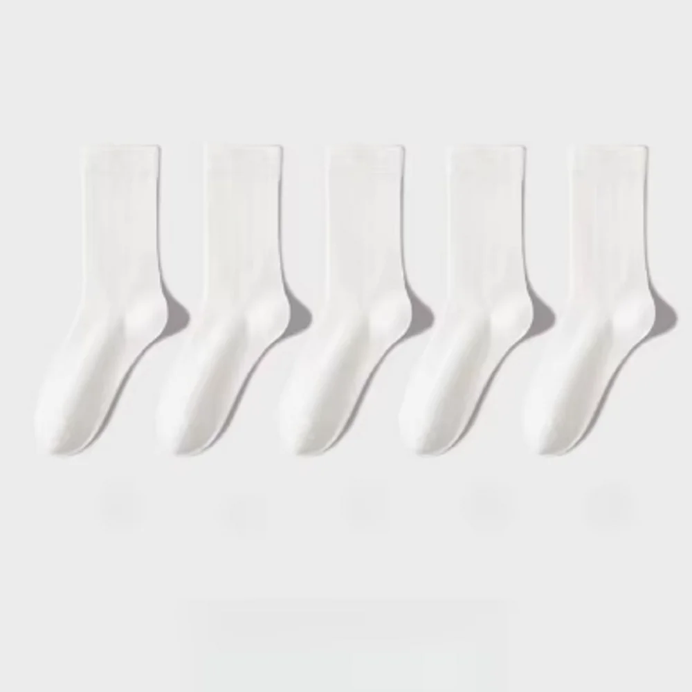 5 Pairs of Women's Cotton Blend Tube Socks Breathable Comfortable Casual Socks Knitted Fabric Color Suitable for Any Season image 2