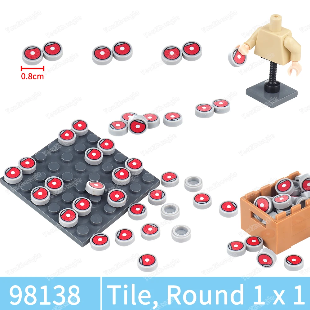 

Красный глаз, белая точка, узор 98138, строительный блок с принтом, 1x1, круглая плитка, MOC Monster Eye, оборудование для сцены, детали модели, подарок, игрушка «сделай сам»