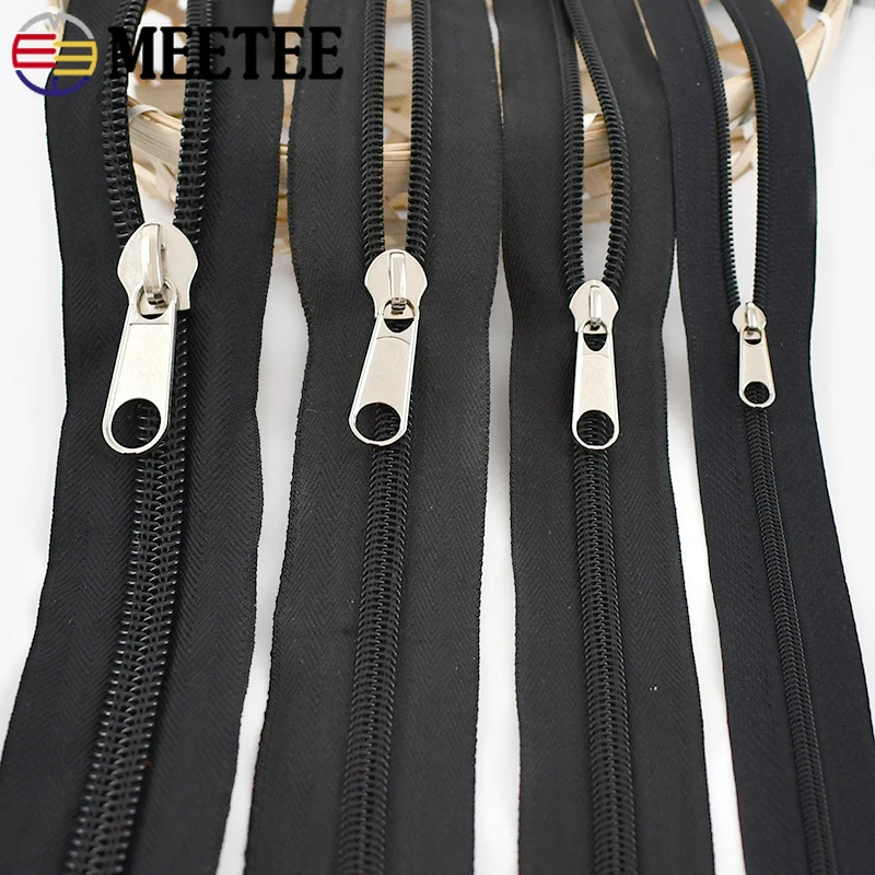 5/10Meters 3#5#8#10# Black Nylon Coil Zippers In Roll with Sliders for Luggage Bags Tent Zip Repair Sewing Accessories Craft