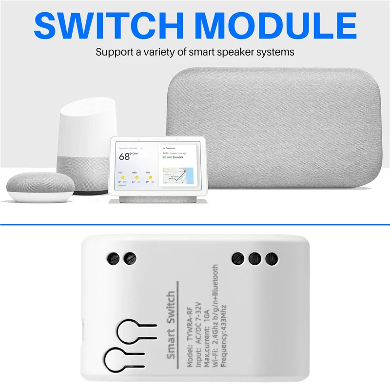 Ingenieuze-1CH RF Smart Switch 7-32V AC DC WIFI Tuya Afstandsbediening 433 Lichtschakelaar 10A Rele relais Zelfsluitende Interlock Inchin
