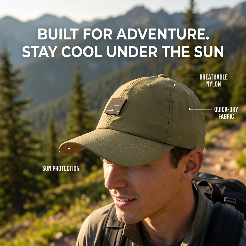 New Nylon Quick‑Dry Baseball Cap Breathable Sun‑Shading Duckbill Hat Elastic Drawstring Adjustable Lightweight Unique Outdoor Sports Sun Hat for Adults Unisex Men Women