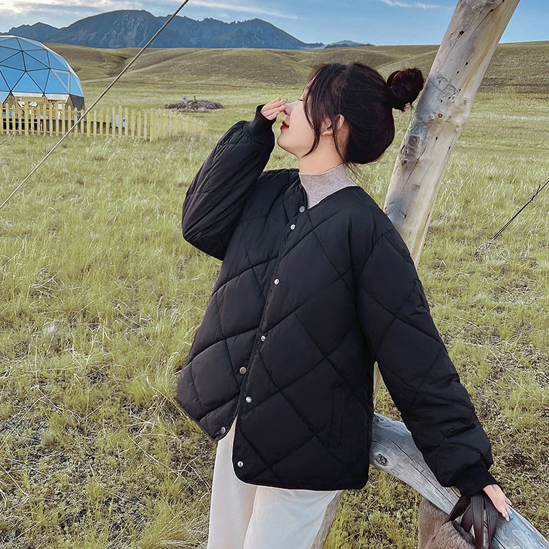 Female Warm Short Parka Women Casual Solid Color Loose Puffer Stand Collar Fashion Autumn Winter Thicken Coat Jackets Outwear