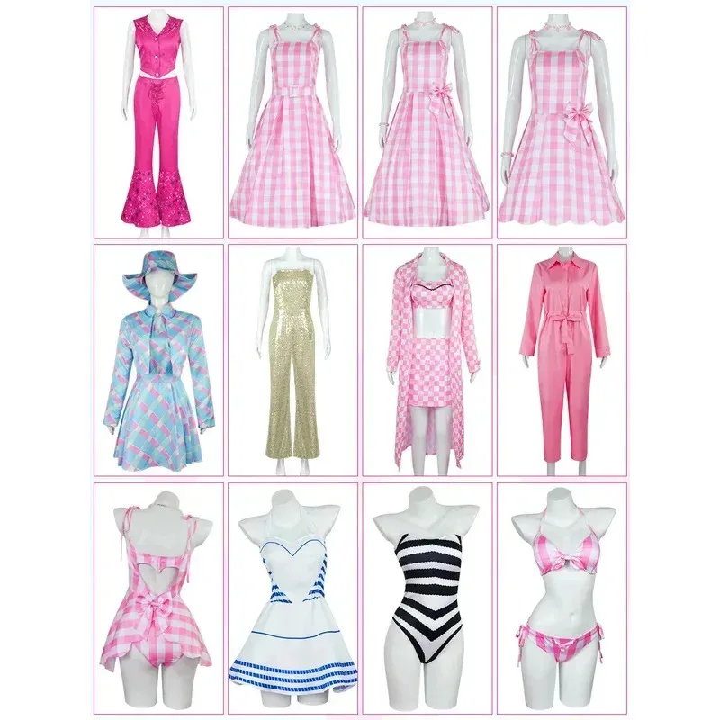 

zizi 2025 Sky04 Barbi Princess Cosplay Costume Margot Robbie Pink Dress Uniform Ken Ryan Gosling Suit Beachwear for Women Men Ha