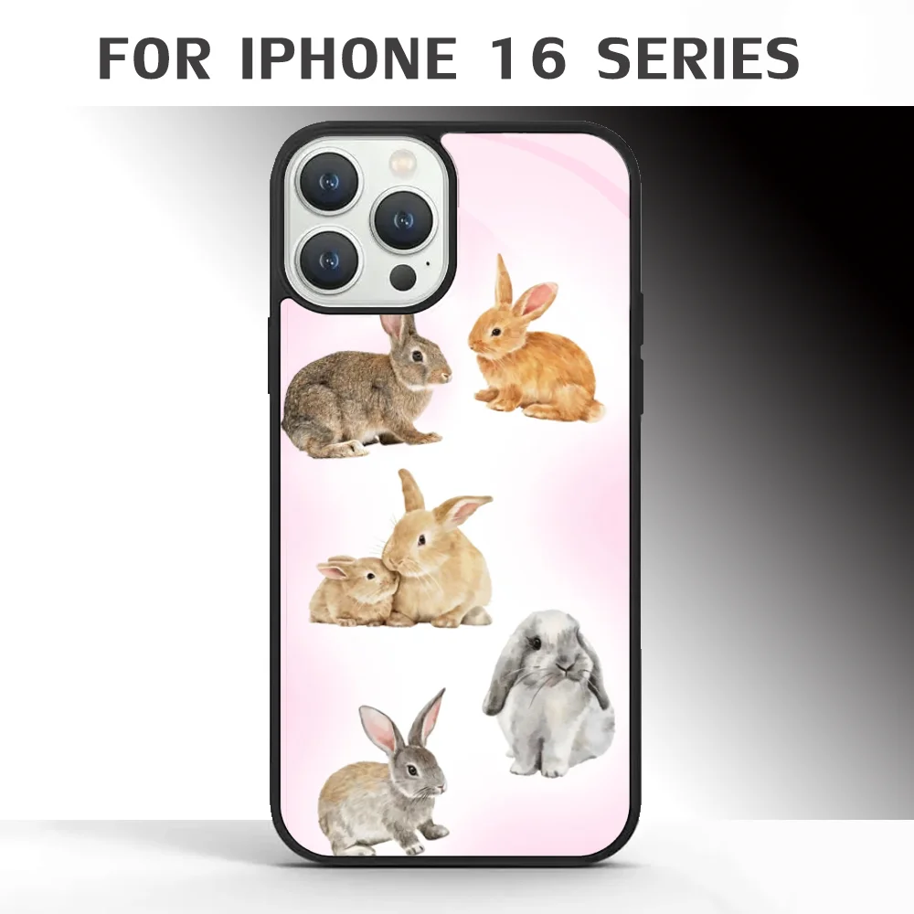 

Baby Bunnies Phone Case For IPhone 16 16pro 16plus 16promax Pro Plus Max Mirror Acrylic PC TPU Cover