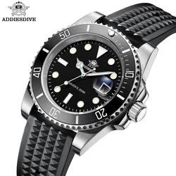 ADDIESDIVE New Men's Watch Quartz Watch for Men 200m Diving Rubber Strap BGW9 Luminous 316L Stainless Steel Sport Wristwatch