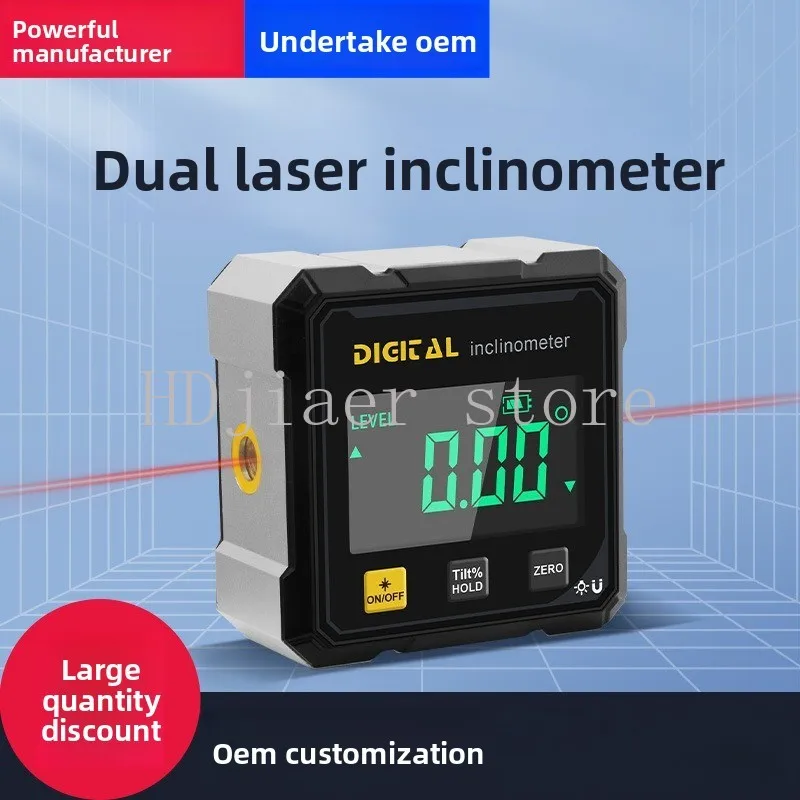 

Dual Laser Digital Inclinometer Level - 4-Sided Strong Magnet Angle Measuring Tool Home Use Electronic Angle Box