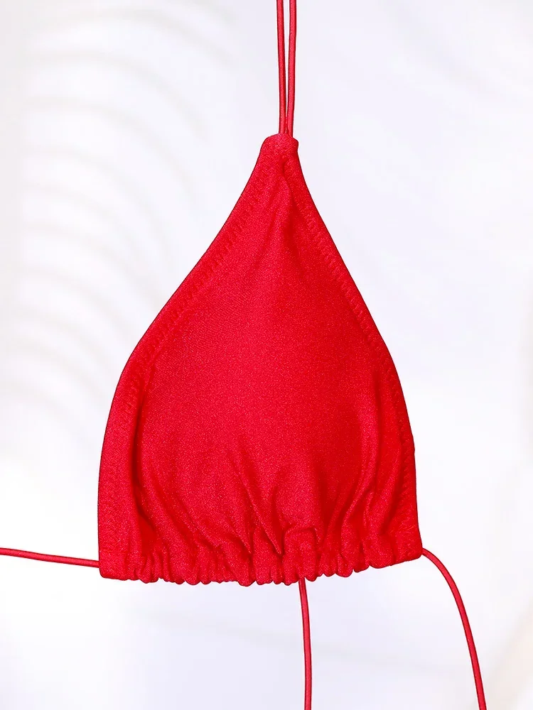 Sexy Triangle Mini Bikini Set Micro Thongs Red Swimsuit Women Bathing Suit Biquini Bandage Beachwear Print Swimwear Thong Bikini
