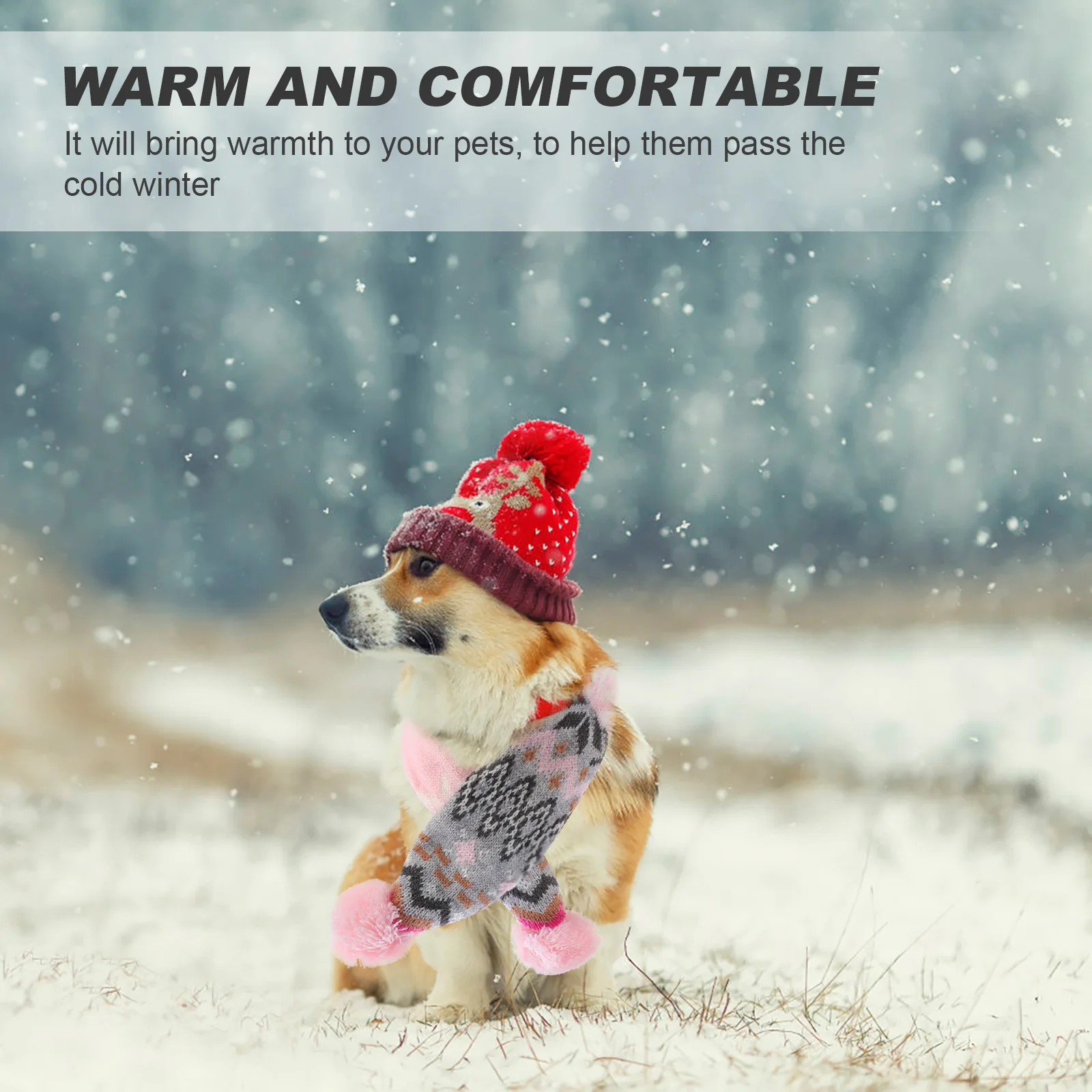 

Pet Scarf Hat for Dog Holiday Clothes Hats Puppy Dogs Doggy Beanies Winter Knit