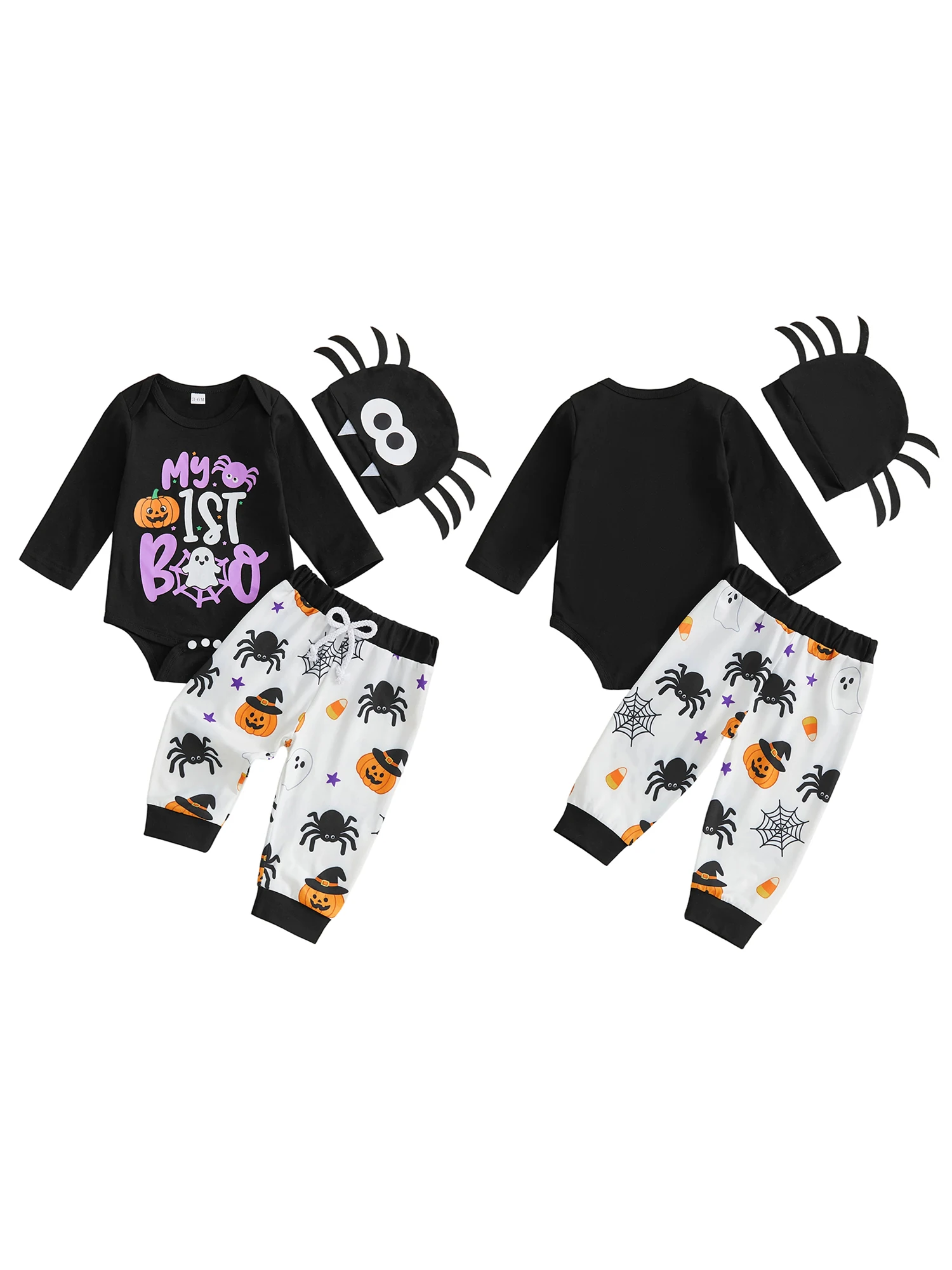 

Hat 3 Hat Print 3 Pcs Outfit-Casual Sleeve-Romper-Pants Romper Pants Outfit Top Rated Baby Boy Halloween