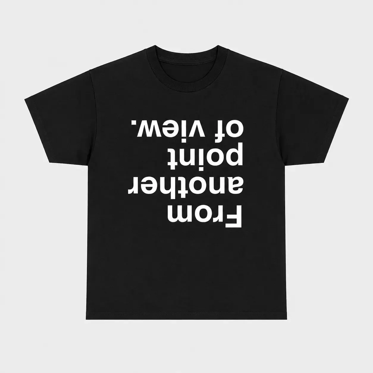 Women's 100% Cotton Oversized Short-Sleeve Loose Fit Top - Minimalist Reverse Text Graphic, Soft Comfy Everyday Apparel, Casual Streetwear Aesthetic Unisex 