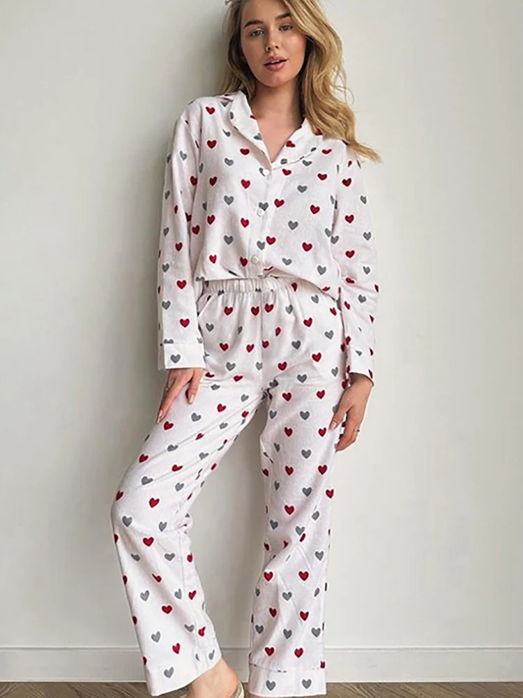 

Linad Knitted Pajamas For Women 3 Piece Sets Loose Long Sleeve Sleepwear Female Ruffle Bra Casual Trouser Suits Autumn 2024