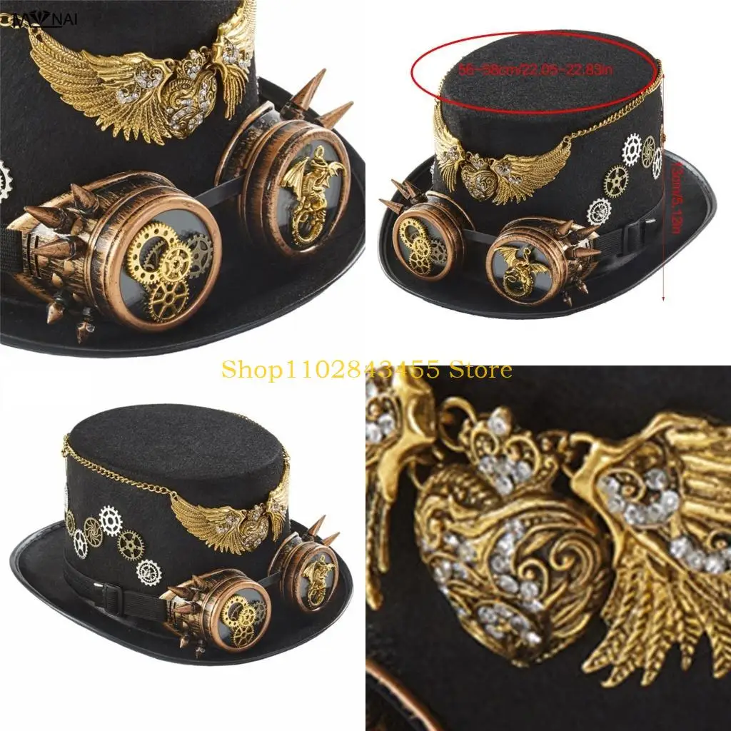 

49MC Шляпа в стиле стимпанк Шляпа путешественника во времени в стиле стимпанк Цилиндр в стиле стимпанк для мужчин с очками