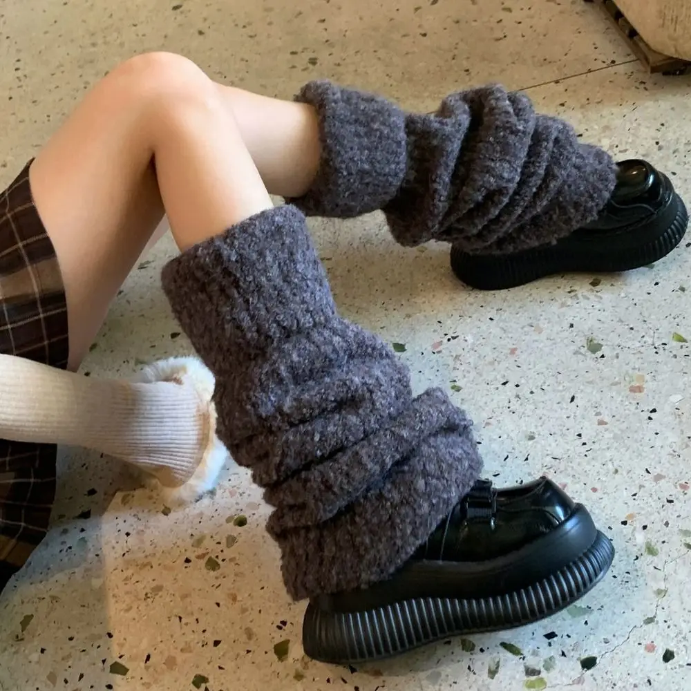 

Fashion Thick Warm Winter Leg Warmers Foot Cover Y2K Kinted Leg Warmer Kawaii Lolita JK Knit Long Stockings Spicy Girls
