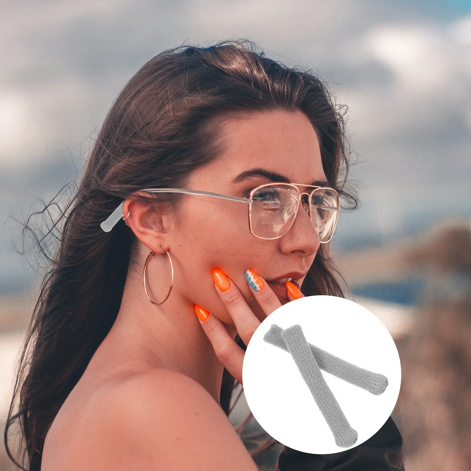 

2Pairs Eyeglasses Temple Tips Sleeve Retainer Soft Nylon Spandex Eyewear Non-Slip Covers for Sunglasses Reading Sports Glasses