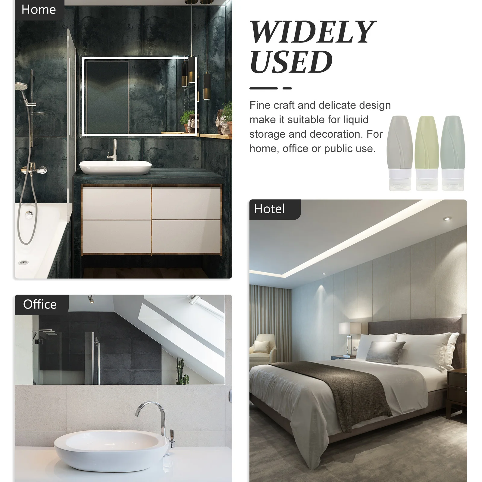 Mikinona 3pcs Silicone Travel Lotion Bottles Squeeze Shampoo Container for Toiletries Dispenser Portable Liquid Packing Sub