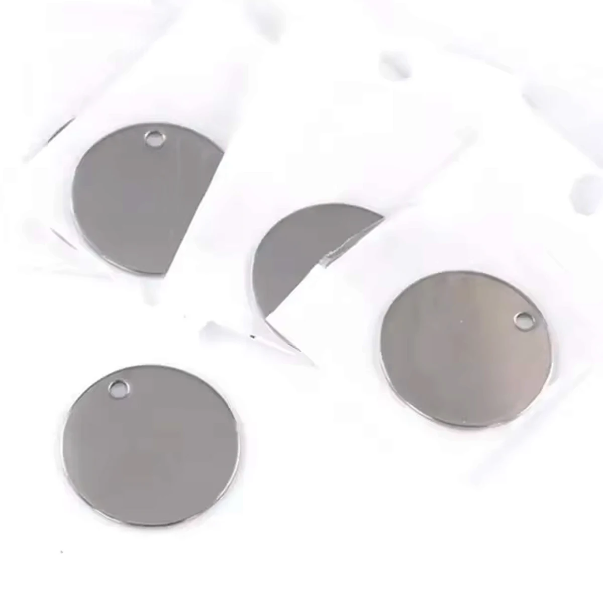 400Pcs Silver Tone Round Smooth Blank Stamping Tags Stainless Steel Pendants Jewelry 30mm DIY Findings