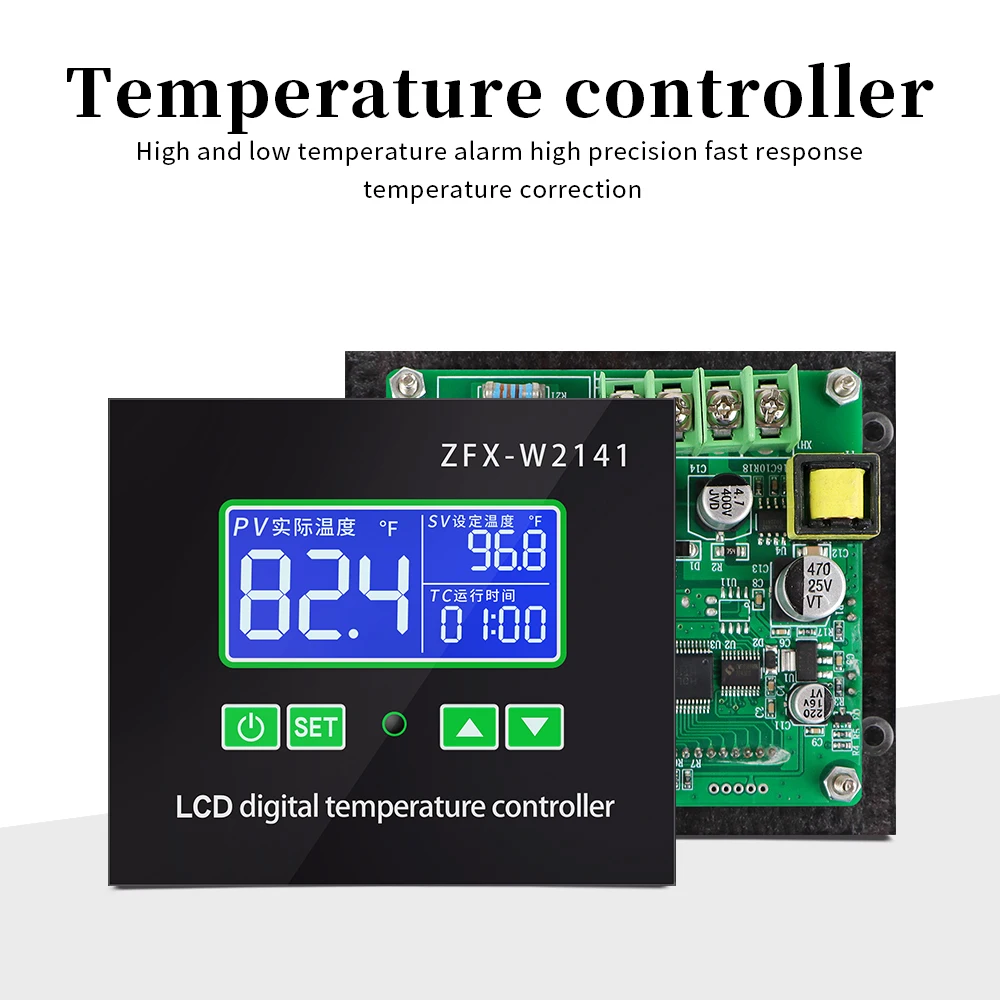 ZFX-W2141 AC 220V Digital Thermostat LCD Display Temperature Controller Switch Adjustable Temperature with NTC Sensor