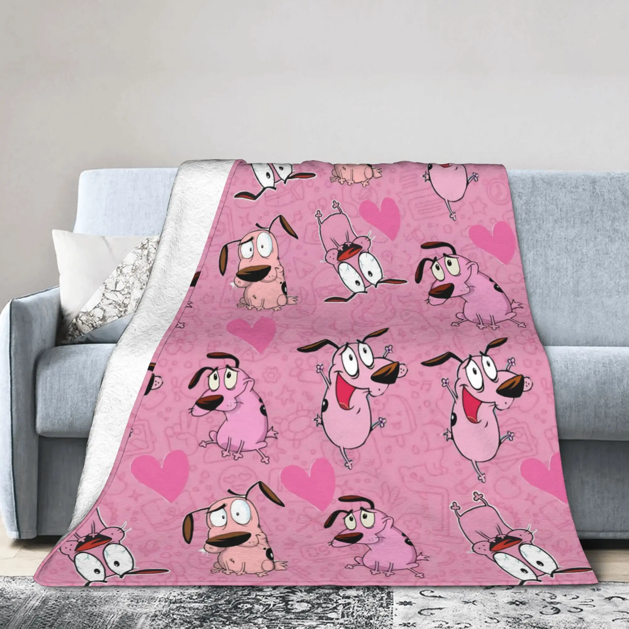 Couraged Cowardlys Dogs Flannel Blanket Cartoon Fashion Throw Blanket for  Sofa Bedding Lounge 200x150cm Quilt,