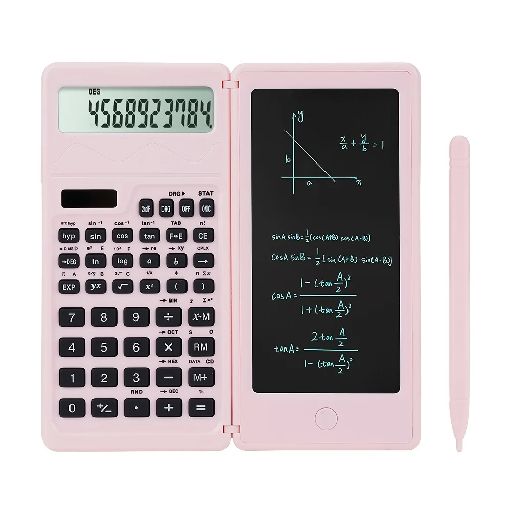 Calculadora solar portátil con funciones matemáticas avanzadas: rosa, doble potencia, fácil de borrar, ideal para estudiantes y profesionales