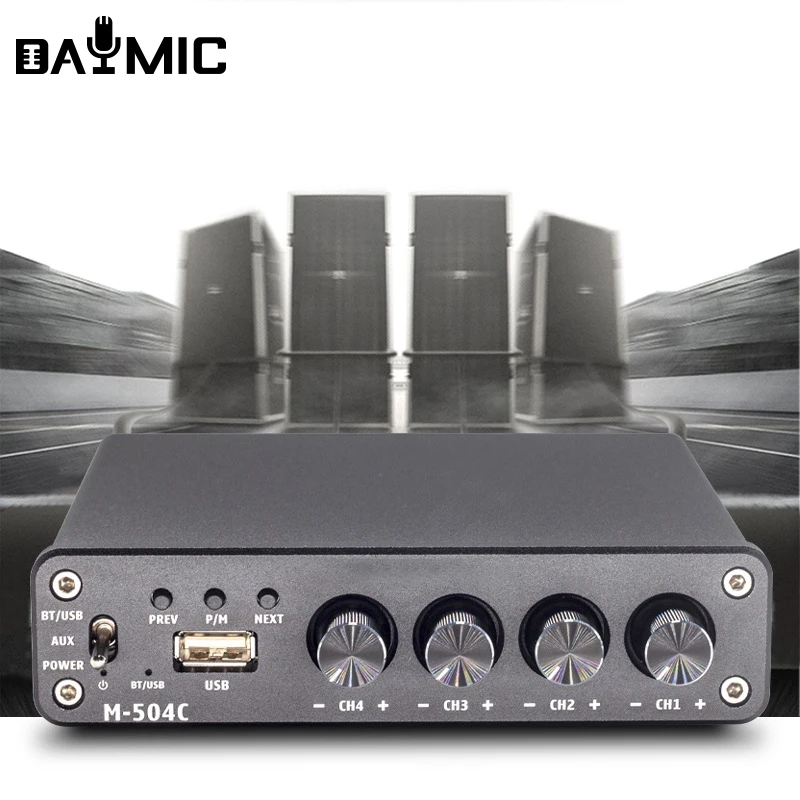 4 Channel 5.0 BT Sound Amplifier HiFi Amplifiers 50Wx4 Home Theater Speaker Amplificador Audio Power Amp