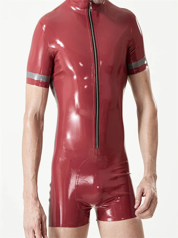 latex catsuits men eurocat suits  latex leotard rubber fetish customised  clubwear cosplay Male 'Short-Stuff' Suit